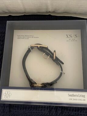 Southern Living Black Dog Collar with Gold Hardware xs-s